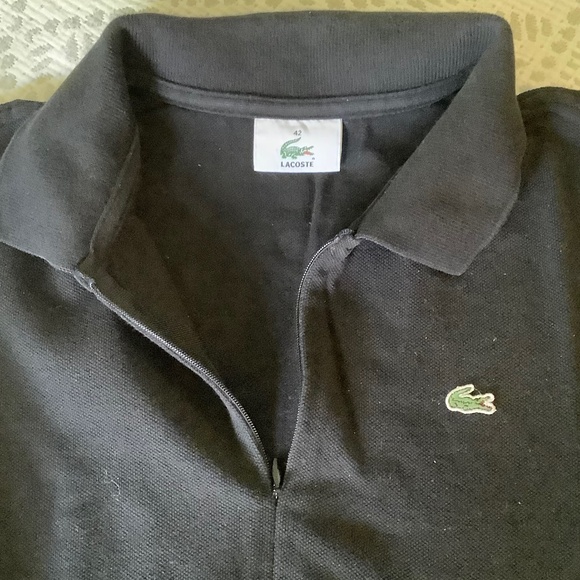 Black 3/4 zip Lacoste Long Sleeve Polo Sz 42 - Picture 3 of 8